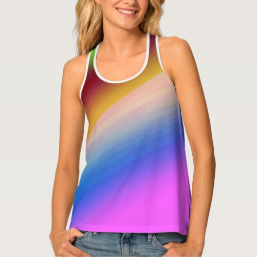 Blue green rainbow abstract texture pattern art t tank top