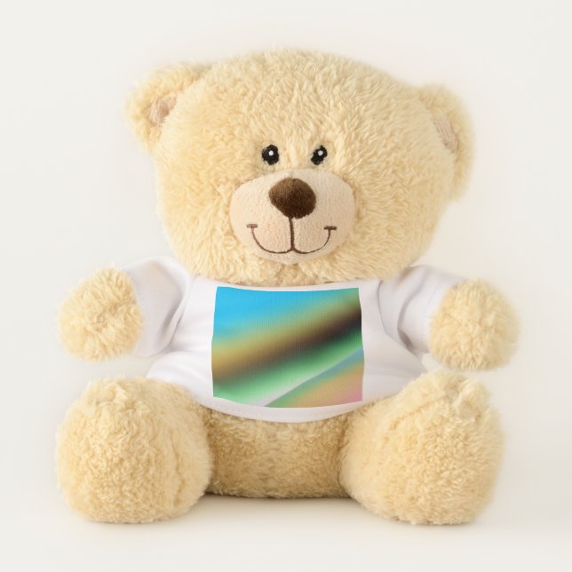 Blue green rainbow abstract texture pattern art  t teddy bear (Front)