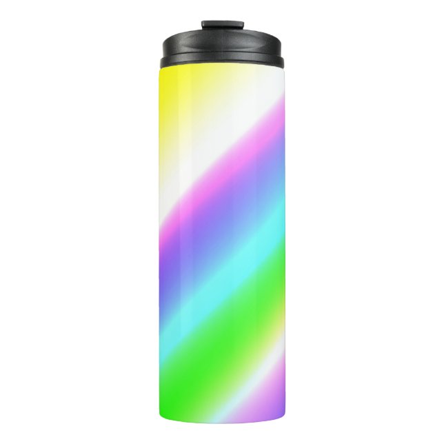 Blue green rainbow abstract texture pattern art  t thermal tumbler (Front)