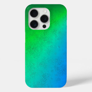 Blue Green Rainbow in Elephant Skin Leather Optik iPhone 15 Pro Case