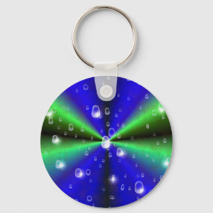 Blue Green Rainbow in Elephant Skin Leather Optik Keychain