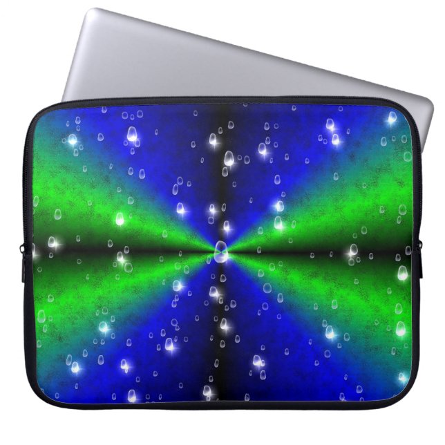 Blue Green Rainbow in Elephant Skin Leather Optik Laptop Sleeve (Front)