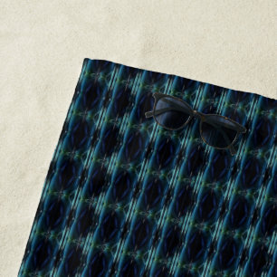Blue Green Rainbow Stars Pattern Beach Towel