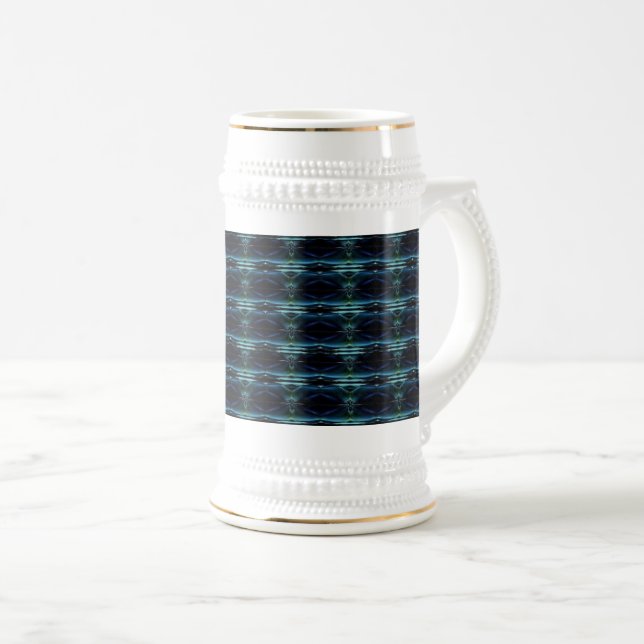 Blue Green Rainbow Stars Pattern Beer Stein (Front Right)