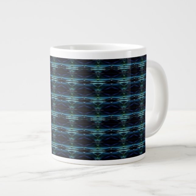 Blue Green Rainbow Stars Pattern Giant Coffee Mug (Front Right)