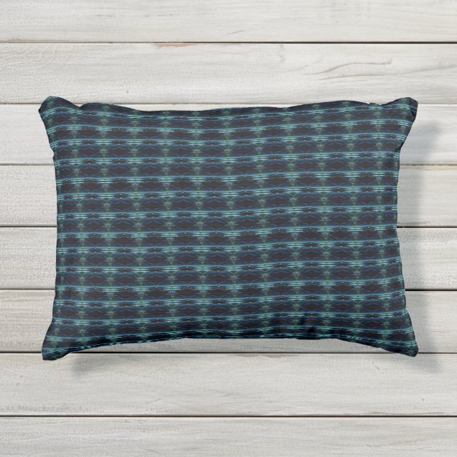 Blue Green Rainbow Stars Pattern Outdoor Pillow (Front)