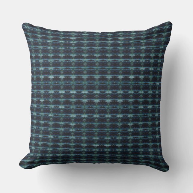 Blue Green Rainbow Stars Pattern Outdoor Pillow (Front)