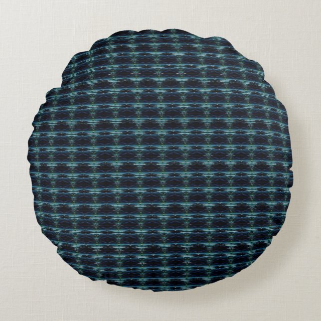 Blue Green Rainbow Stars Pattern Round Pillow (Front)