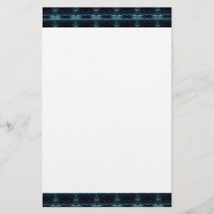 Blue Green Rainbow Stars Pattern Stationery