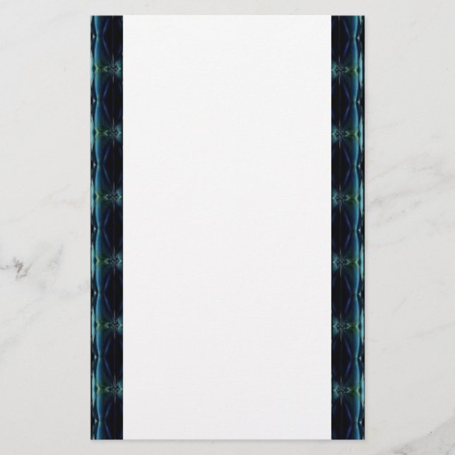 Blue Green Rainbow Stars Pattern Stationery (Front)