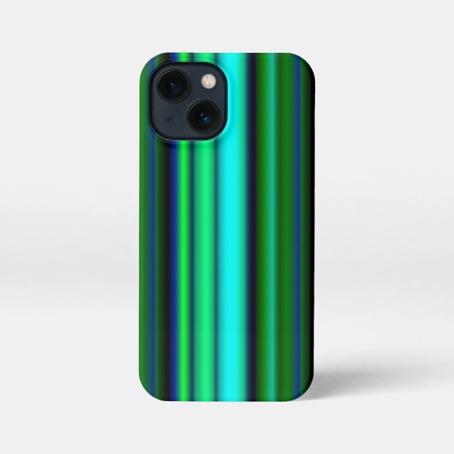 Blue Green Rainbow Stripes iPhone Case (Back)