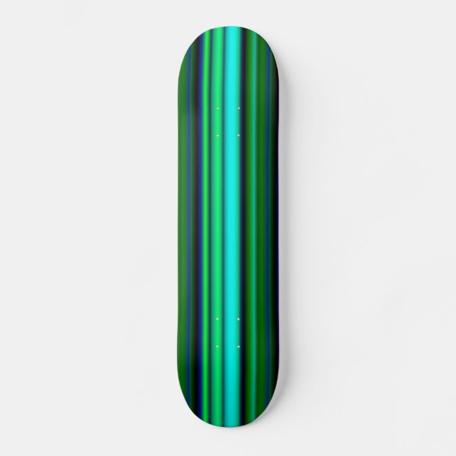 Blue Green Rainbow Stripes Skateboard Deck (Front)