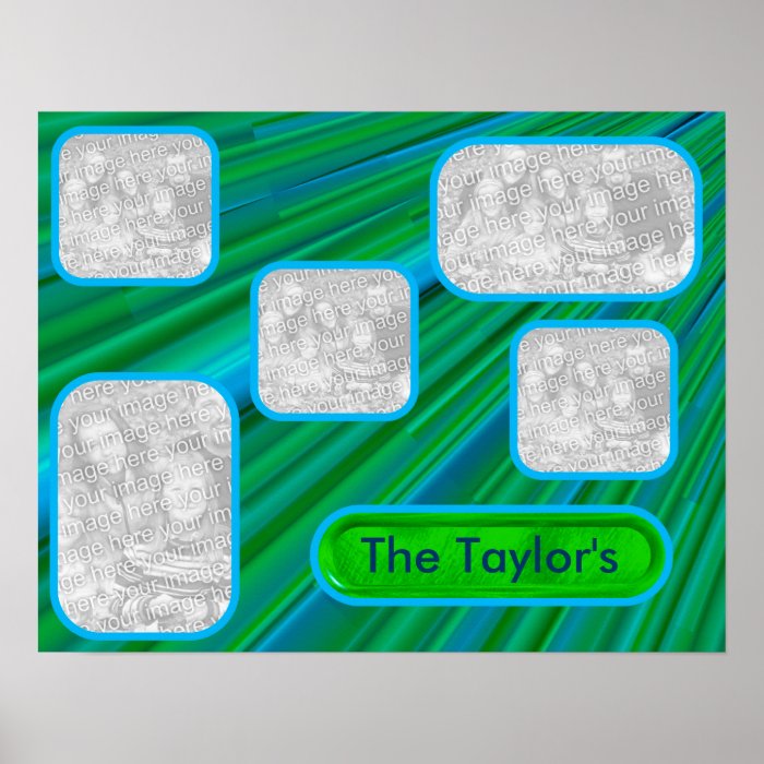 Blue Green Ray Collage Template Poster