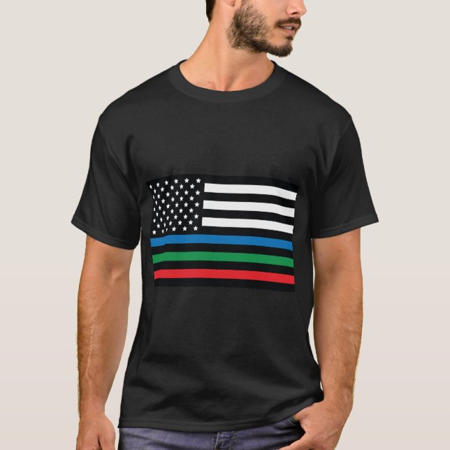 blue green red american flag, American flag with b T-Shirt (Front)