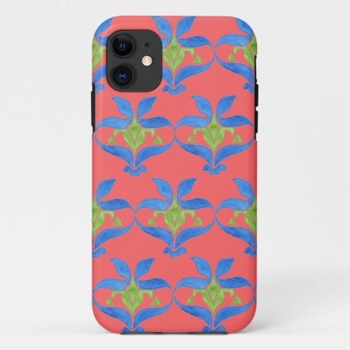 Blue Green Red Art Nouveau  Barely There iPhone 11 Case