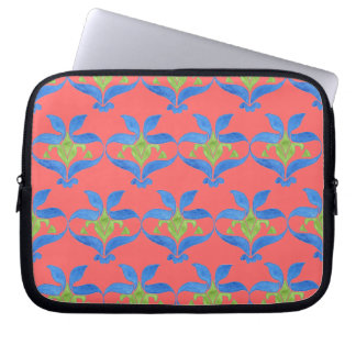 Blue, Green, Red Art Nouveau Pattern Laptop Sleeve