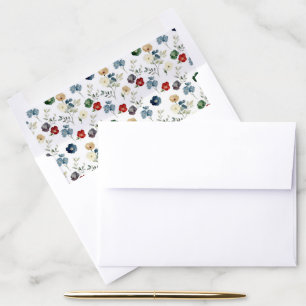 Blue & Green Red Floral Baby Shower Envelope Liner