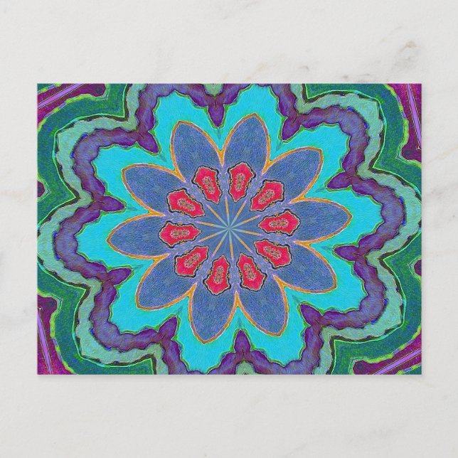 Blue Green Red Purple  Mandala Postcard (Front)
