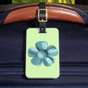 Blue Green Retro Daisy Blossom MOD Pink Flower Luggage Tag