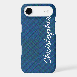 Blue Green Retro Plaid, Name, iPhone 17 Air Case