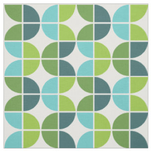 Blue Green Retro Quarters Pattern Fabric