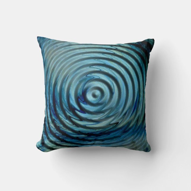 Blue green Ripple Effect Throw Pillow (Front)