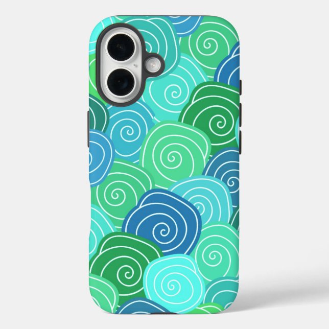 Blue Green Rolling Circles Pattern Case-Mate iPhone Case (Back)