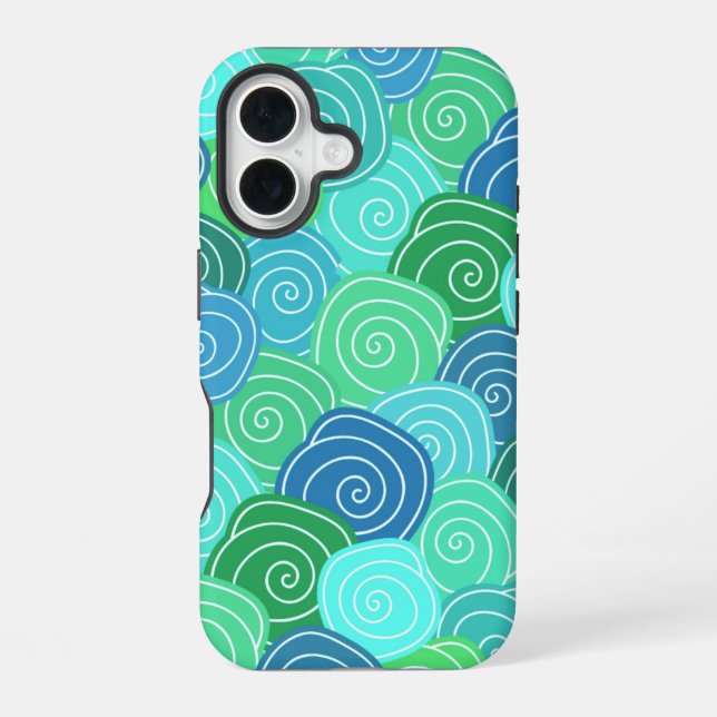 Blue Green Rolling Circles Pattern Iphone Case (Back)