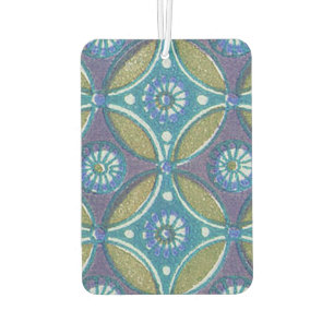 Blue Green Rustic Boho Geometric Circle Pattern Air Freshener