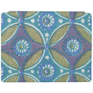 Blue Green Rustic Boho Geometric Circle Pattern iPad Smart Cover