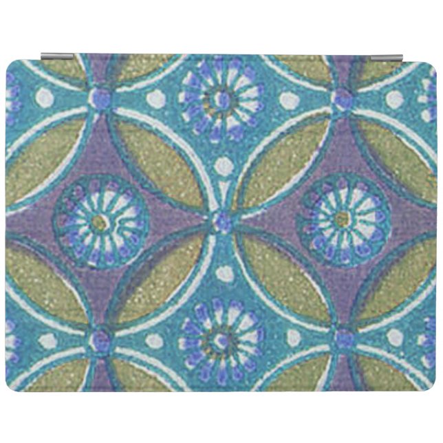Blue Green Rustic Boho Geometric Circle Pattern iPad Smart Cover (Horizontal)