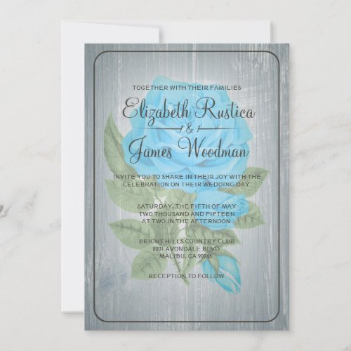 Blue &amp; Green Rustic Floral Wedding Invitations