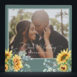 Blue Green Sage Sunflower Photo Wedding  3 Ring Binder<br><div class="desc">This beautiful keepsake album is perfect for wedding planning and wedding photos.</div>