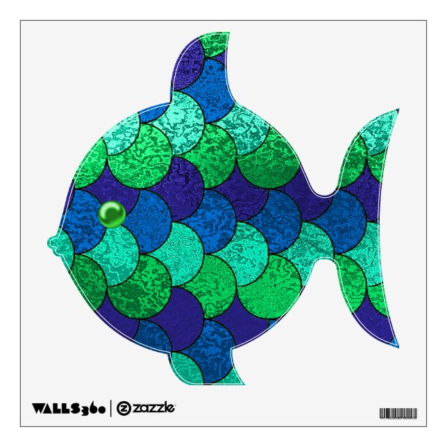 Blue & Green Scaley Fish Wall Decal (Front)