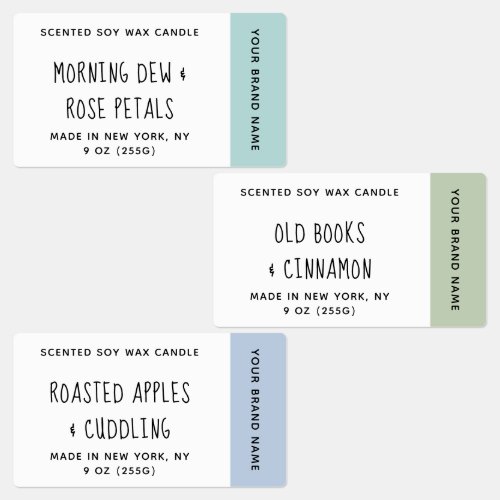 Blue Green Scented Candles Labels