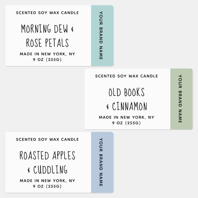 Blue Green Scented Candles Labels (Group)