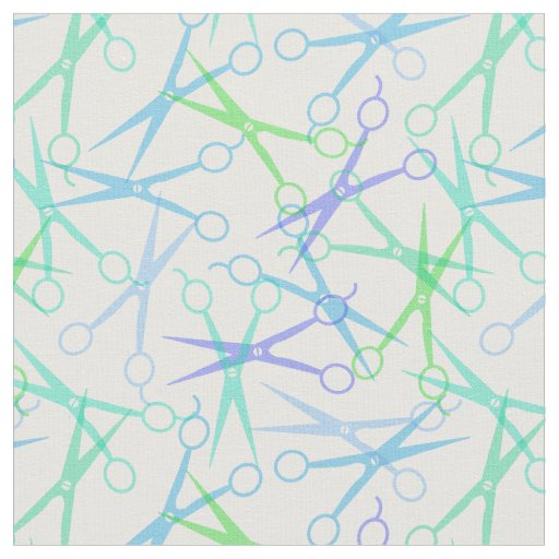 Blue Green Scissor Pattern Fabric