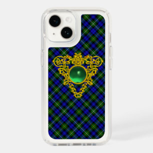 BLUE GREEN SCOTTISH CAMPBELL TARTAN,CELTIC HEART SPECK iPhone 14 CASE