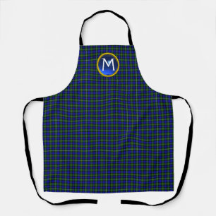 BLUE GREEN SCOTTISH CAMPBELL TARTAN GEM MONOGRAM APRON