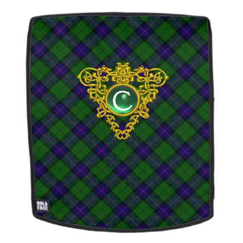 BLUE GREEN SCOTTISH TARTANCELTIC HEART MONOGRAM BACKPACK