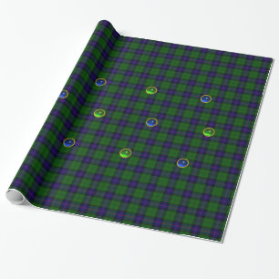 BLUE GREEN SCOTTISH TARTAN ,SAPPHIRE EMERALD GEMS WRAPPING PAPER