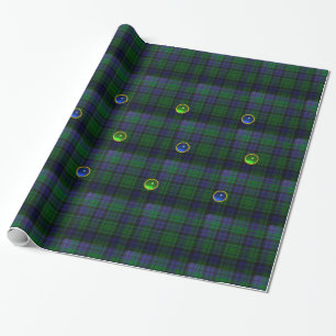 BLUE GREEN SCOTTISH TARTAN ,SAPPHIRE EMERALD GEMS WRAPPING PAPER