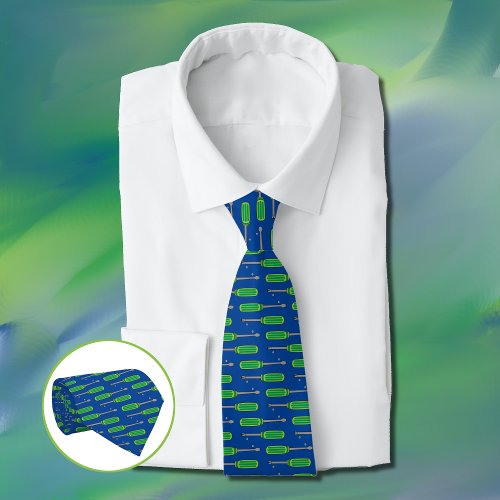 Blue Green Screwdrivers Doodle Pattern Neck Tie