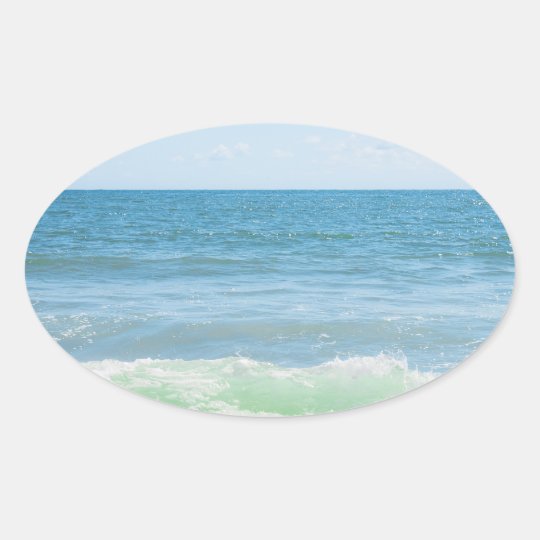 Blue Green Sea Peaceful Waves Oval Sticker