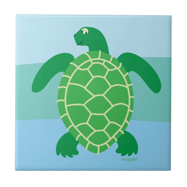 Blue Green Sea Turtle Ceramic Tile (Front)