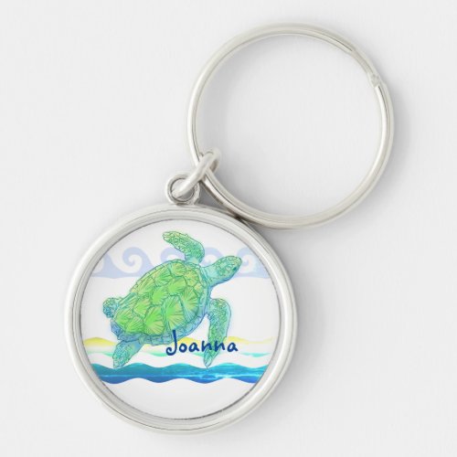 Blue  Green Sea Turtle Keychain