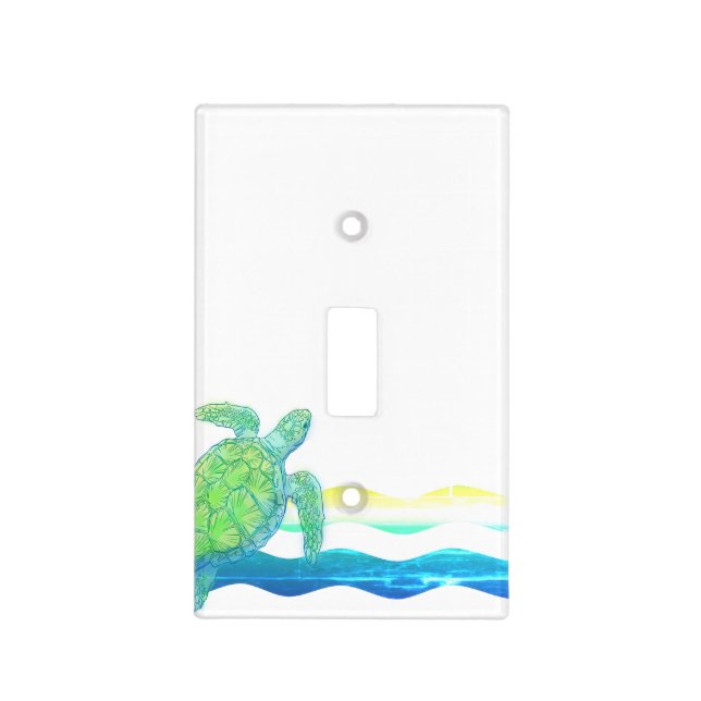 Blue & Green Sea Turtle Light Switch Cover (Front)