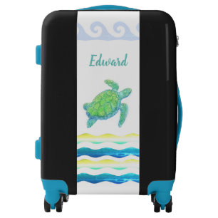 Blue & Green Sea Turtle Luggage