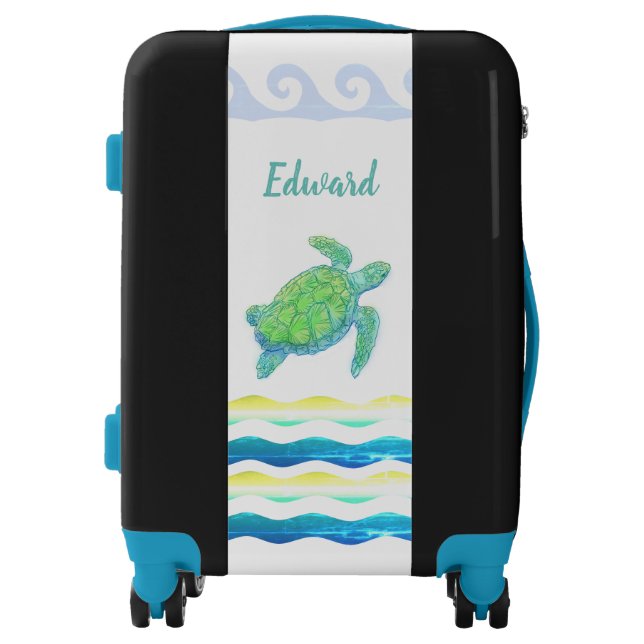 Blue & Green Sea Turtle Luggage (Front)