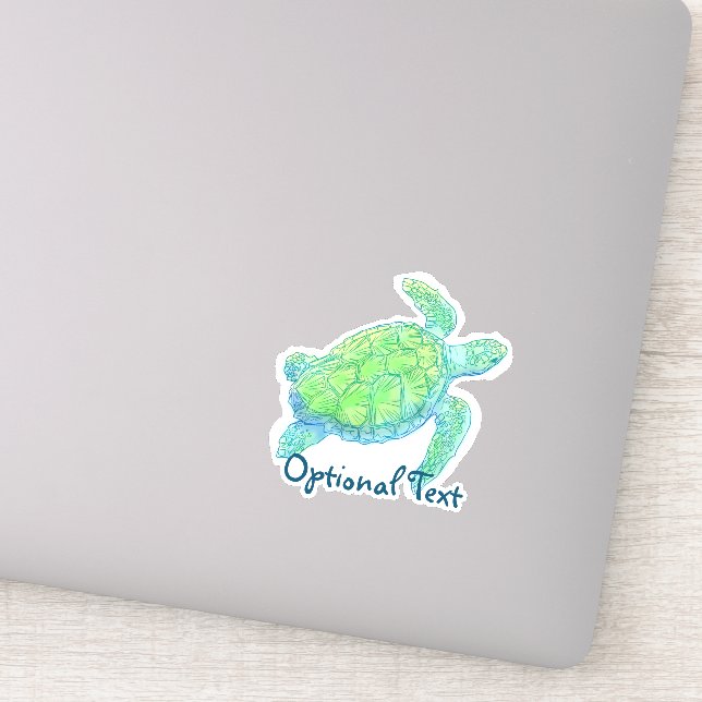 Blue & Green Sea Turtle Sticker (Detail)